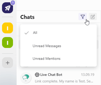 use chat filter to find important chats