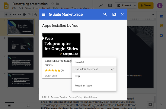 use teleprompter in google slides 