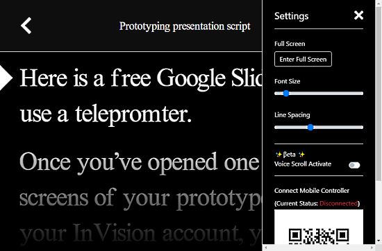 teleprompter in google slides 