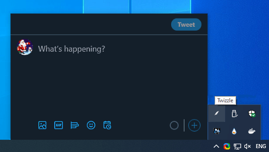 tweet from system tray