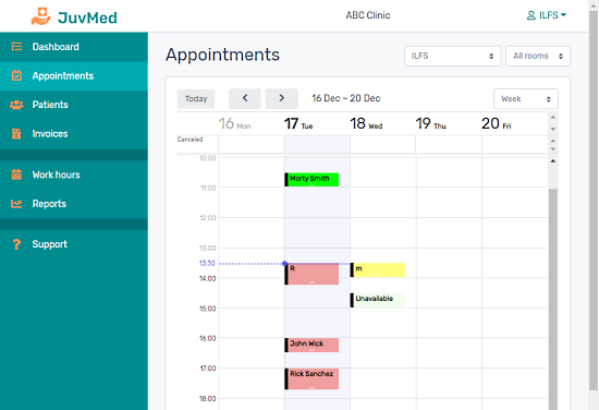 manage clinical appointments, patients, staff