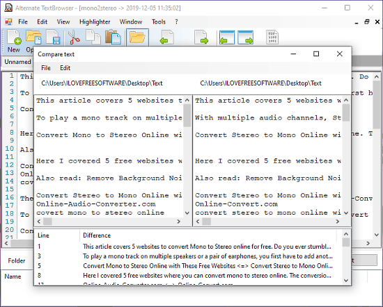 Alternative TextBrowser Text compare