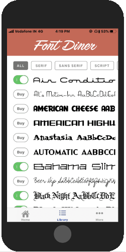 install and activate custom fonts from the app