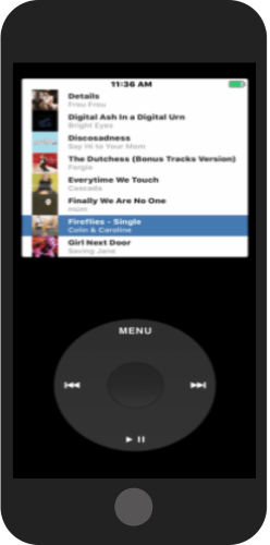 play songs using iPod wheel click button on iPhone