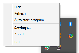 run program from system tray and click right to go to settings