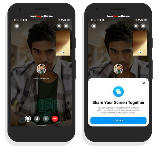 share screen using facebook messenger