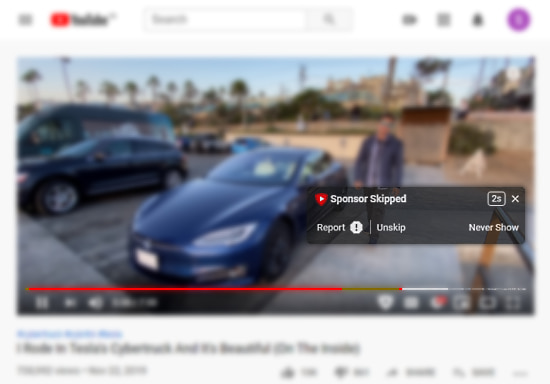 skip sponsored segments of youtube videos