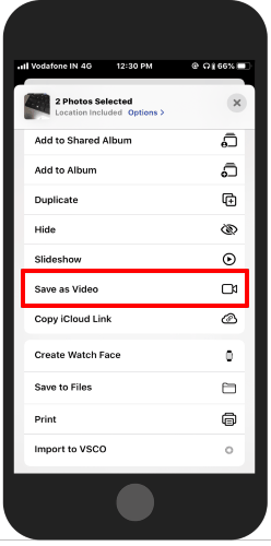 tap on save as video option