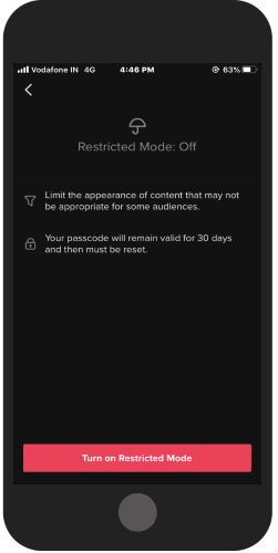Enable Restricted Mode in TikTok App on iPhone