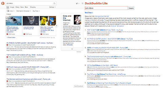 duckduckgo lite version regular version