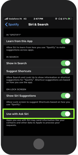 enable Siri for Spotify