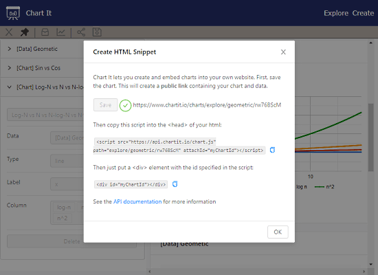 create charts online, download png, get html embed code