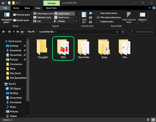 hide folders on windows 10