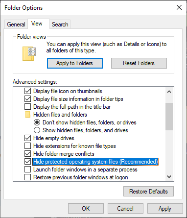 view hidden items on Windows 10