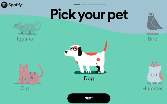 pick your pet to create playlist