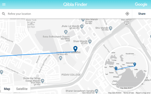qibla direction finder online