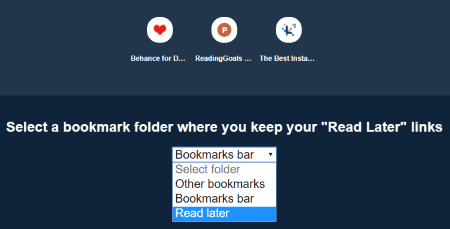 select the bookmaker folder to show in a new tab