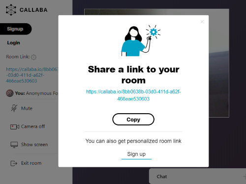 share the room link with others