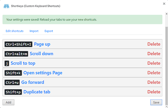 shortcuts in chrome