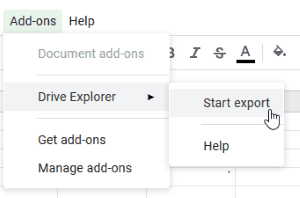 start the add on in the Google Spreadsheets