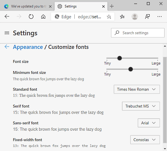 How to Change Font in Microsoft Edge Chromium Image 2