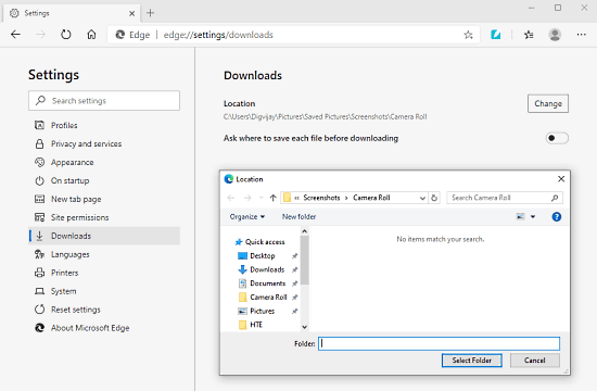How to Change the Default Download Location in Microsoft Edge Chromium 1