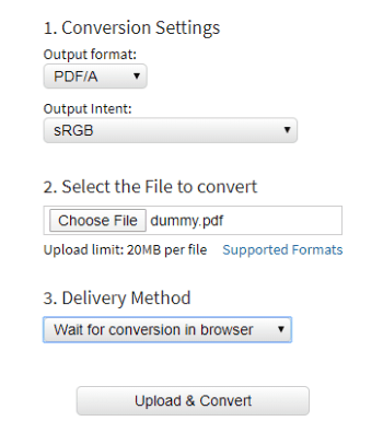 convert PDF to PDFA file online