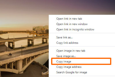copy image using right click