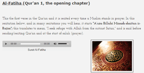 free website for short surah in Quran