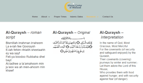 free website for short surah in Quran