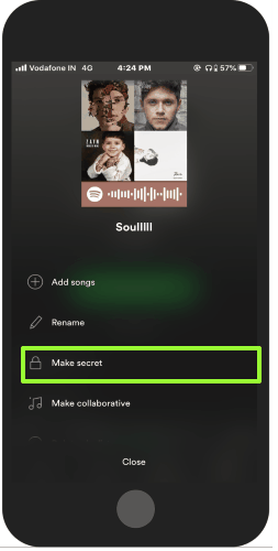 make your playlist secret using desktop