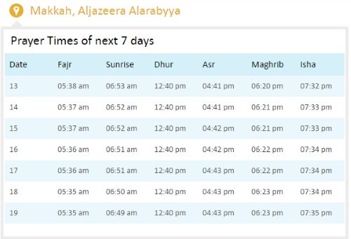 see Islamic prayer times online