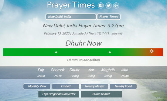 see Islamic prayer times online