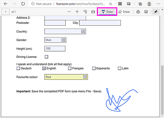 sign documents in edge chromium