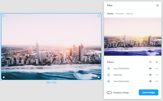 use the set of filters to apply on Figma images