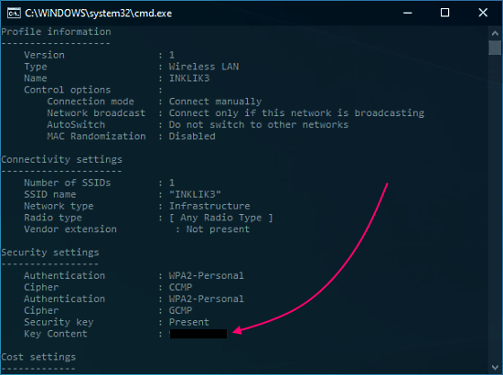 view saved wifi password using command prompt