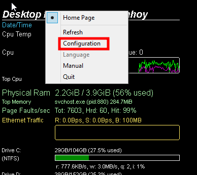 Desktop Info configuration