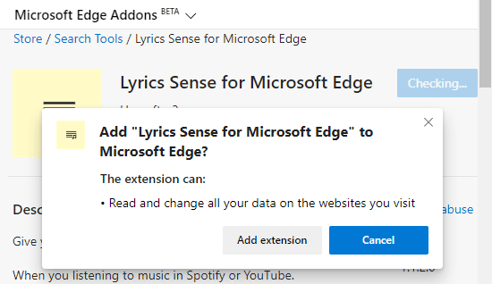 Get Song Lyrics on Spotify, YouTube in Microsoft Edge Chromium 2