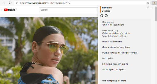 Get Song Lyrics on Spotify, YouTube in Microsoft Edge Chromium 3
