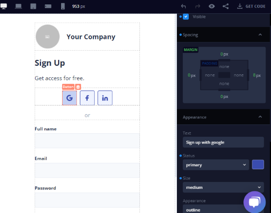 create visually signup form online