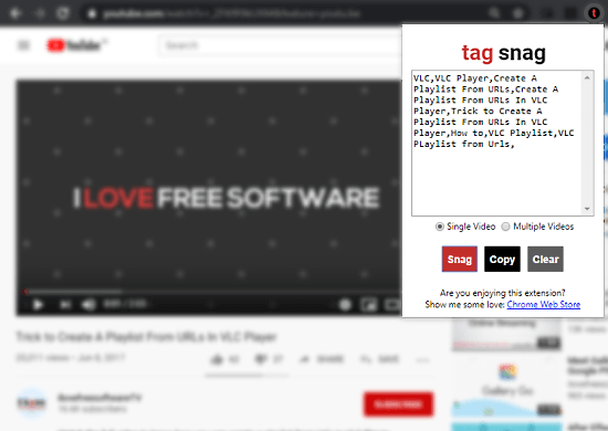 extract tags from youtube videos