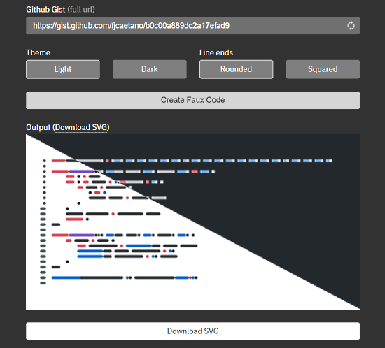 Generate Faux Code SVG from GitHub Gist for Technical Illustrations