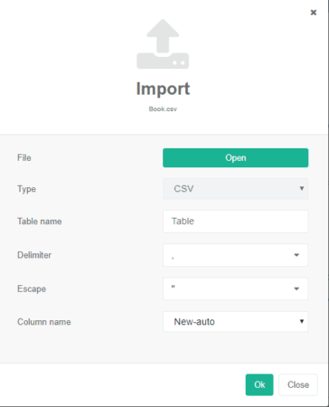 import CSV SQL Online IDE