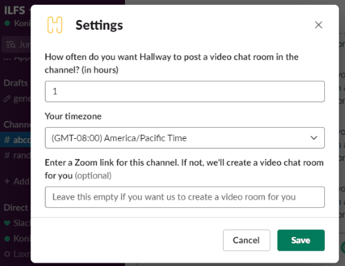 set frequency and timezone of video call reminder