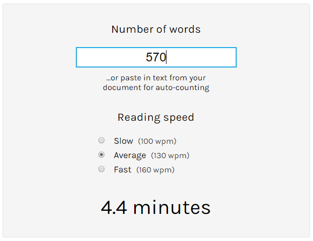 speech duration word count