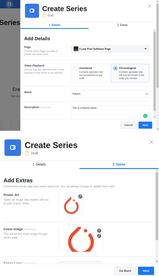 Create a series facebook