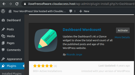 Dashboard Wordcount