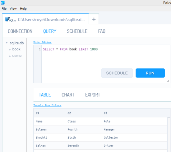 Falcon sql run