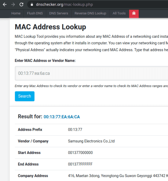 MAC address lookup -5