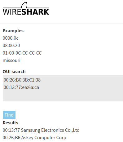 OUI Lookup tool wireshark 3